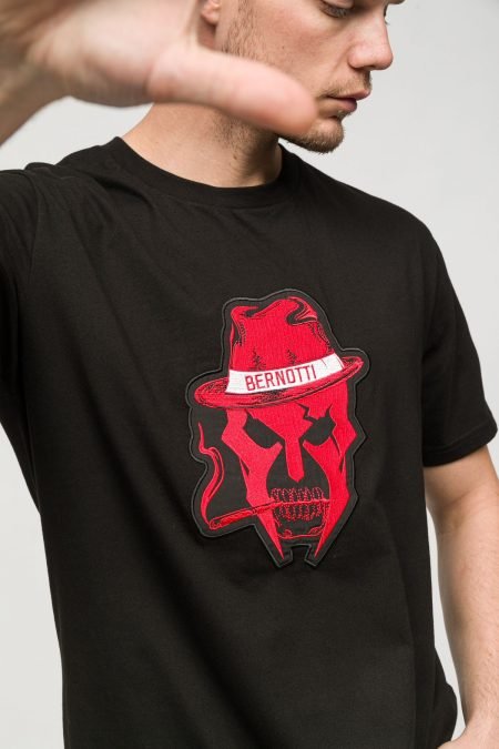 crew neck T-shirt Black Hat Printed Men's