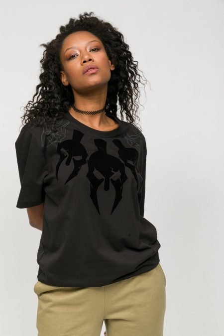 Zero Collar T-shirt Black Collar Printed Women