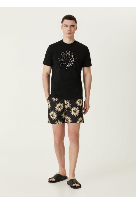 Men's Black Digital Printed Swimsuit