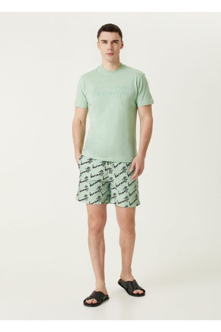 Men's Green Digital Printed Swimsuit